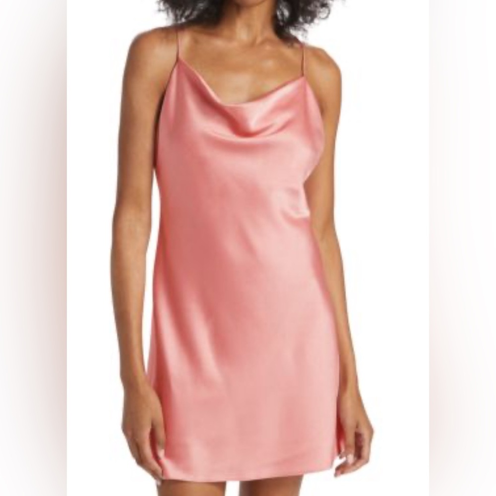 Hemline Pink Satin Slip Dress